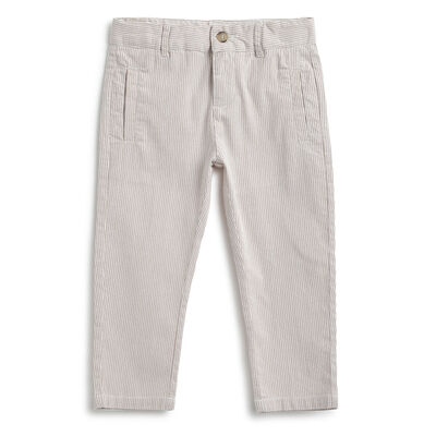 Boys Beige Solid Trouser